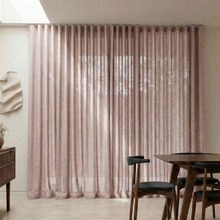 Custom Burano Linen-Blend Sheer S-Fold Single Panel Curtain & Track Set